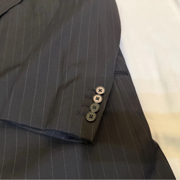 Ermenegildo Zegna Su Misura Wool Jacket Size 58C Black Pinstripe Switzerland - Picture 12 of 16